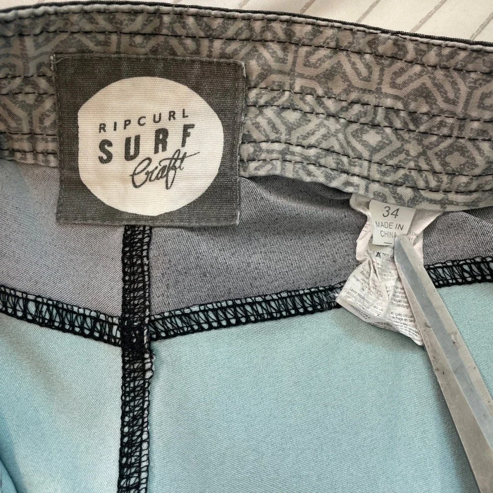 Rip Curl Surf Craft Men's Board Shorts/Swim Size 34 Blue/Gray‎ w/Back Pocket